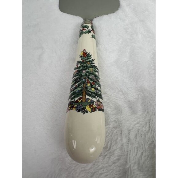 Spode Christmas Tree Cake Slice 10.5" Stainless Steel & Ceramic Handle - Picture 1 of 13